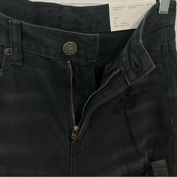 American Eagle, Women's Ripped Mom Jeans - Black Wash. Size: 2 Regular. NWT - Picture 13 of 16